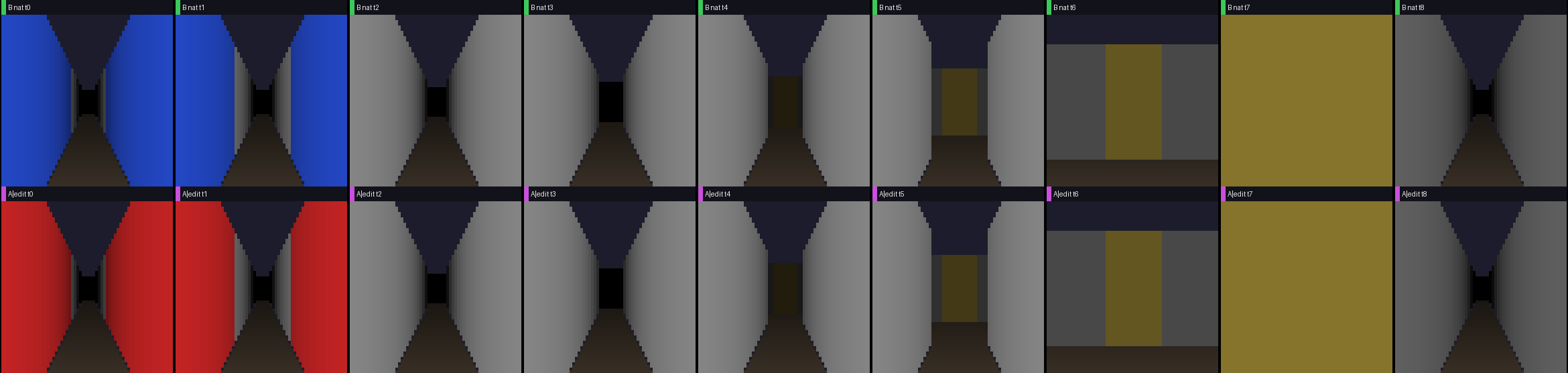 Filmstrip: the edited agent's observation stream becomes identical to the natural agent in the other world