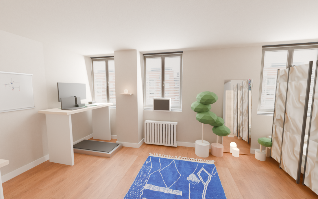 Windows with blinds texture as emissive daylight