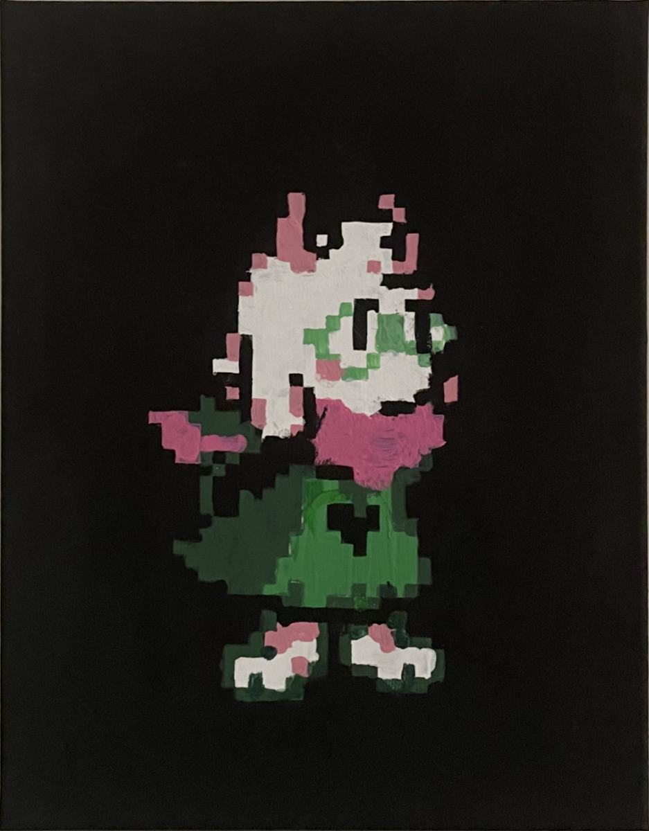 Hand-painted Ralsei pixel art canvas