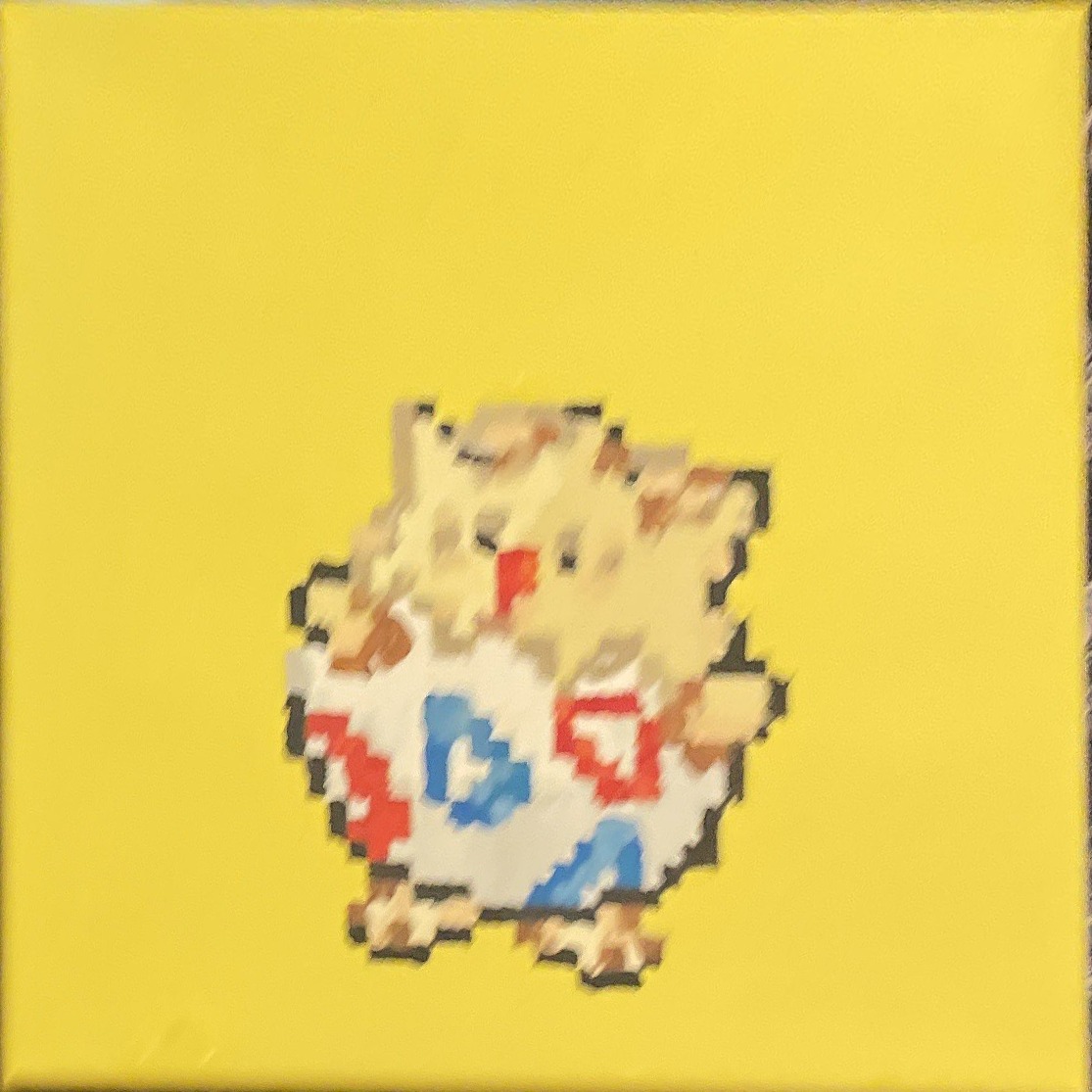 Hand-painted Togepi pixel art canvas