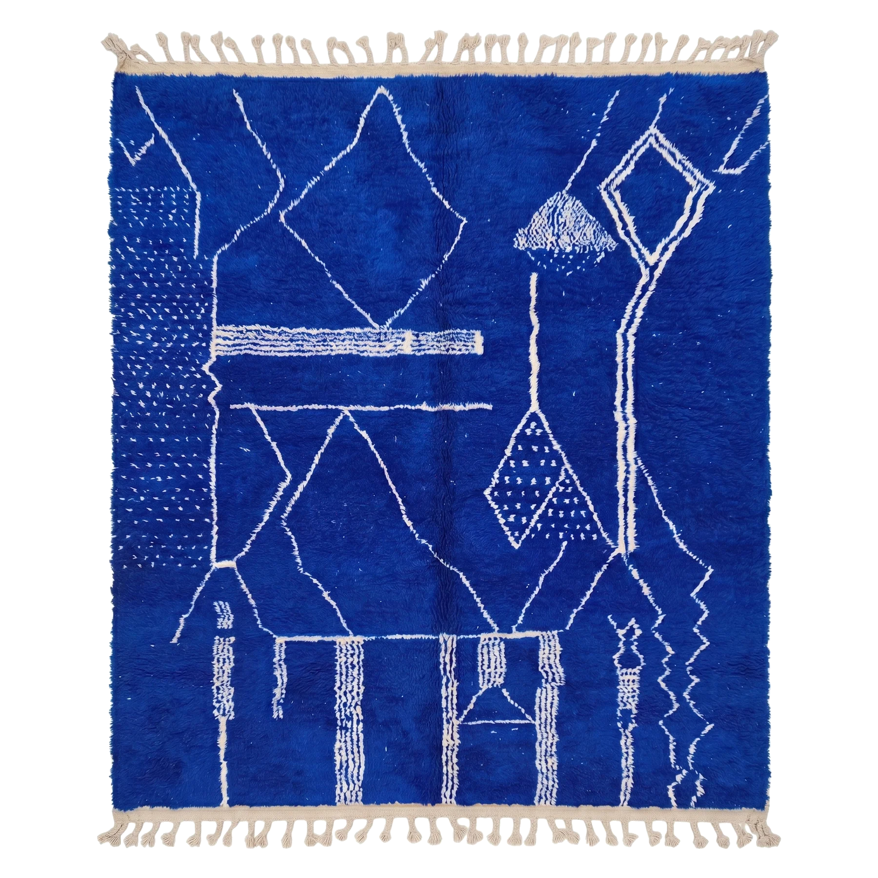 Cobalt Beni Ourain rug with alpha-keyed background