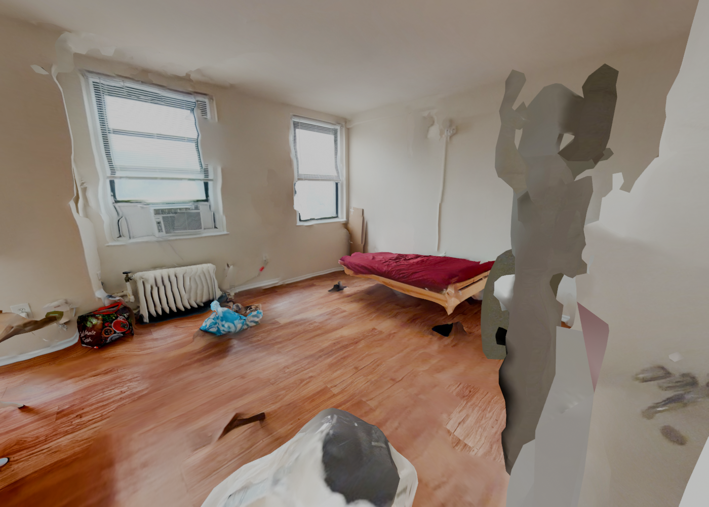 The original messy Polycam scan of the apartment