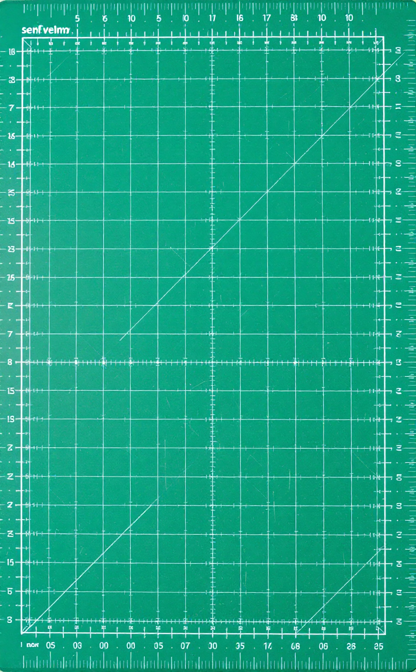 Green cutting mat with measurement grid