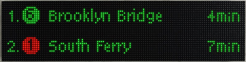 Real photo of a Raspberry Pi NYC subway countdown sign