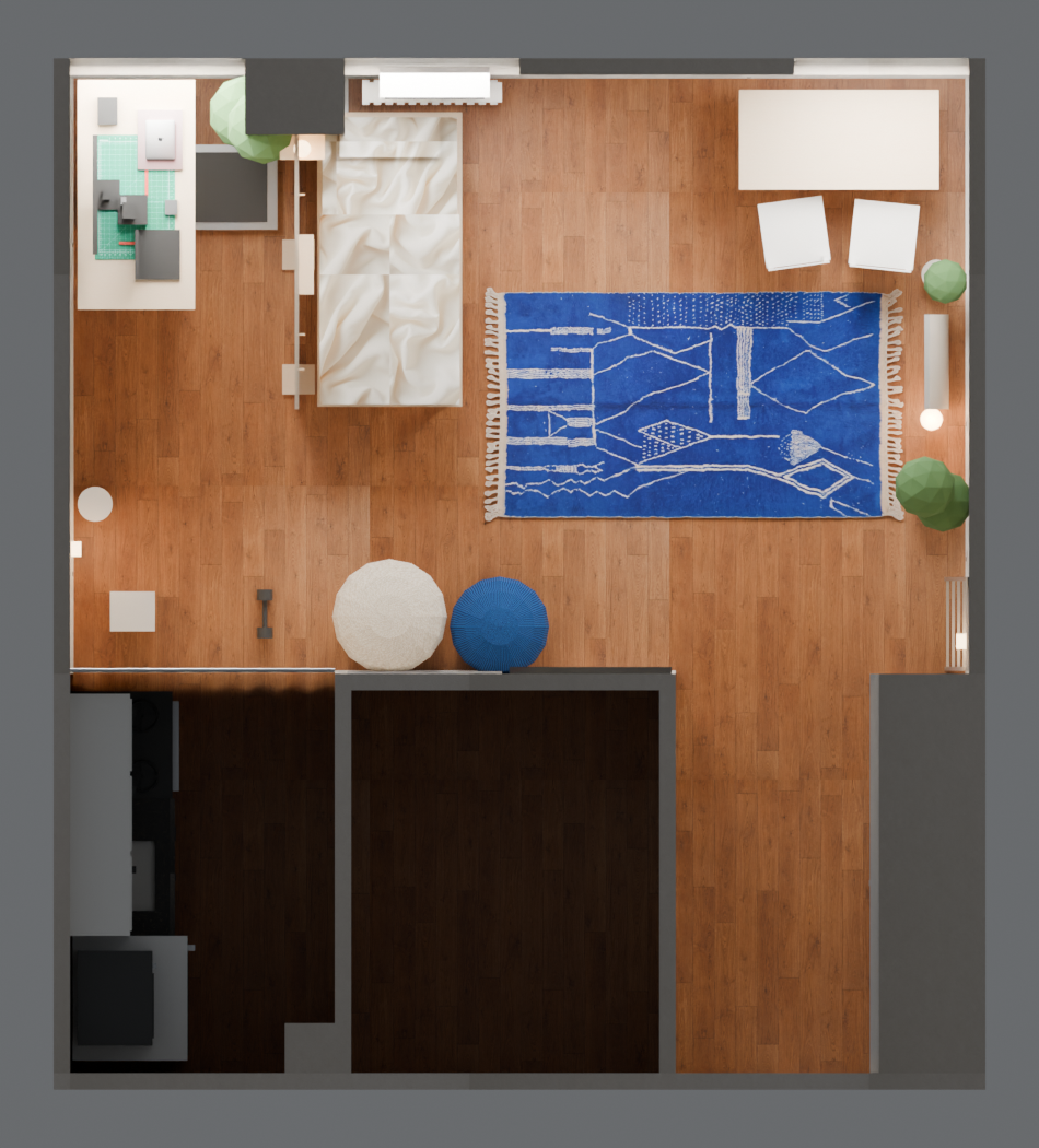 Overhead floor plan of the round-9 layout