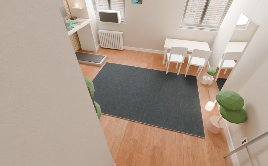 Brockton solid navy wool rug in the studio
