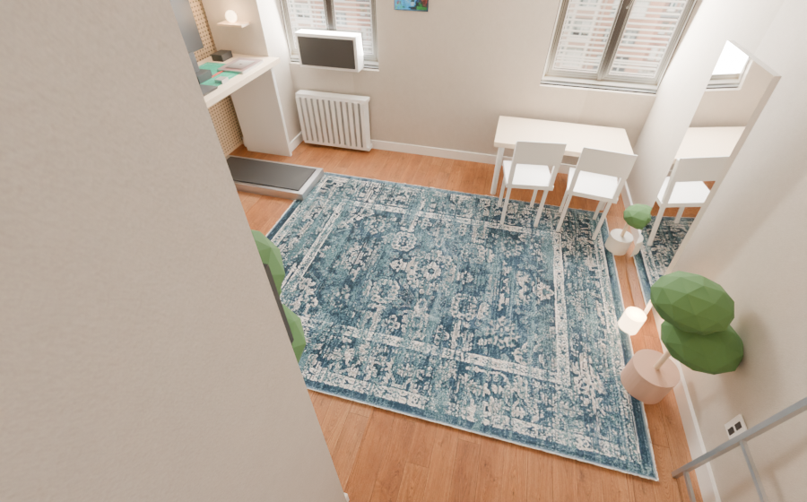 Charleston navy vintage-persian rug in the studio