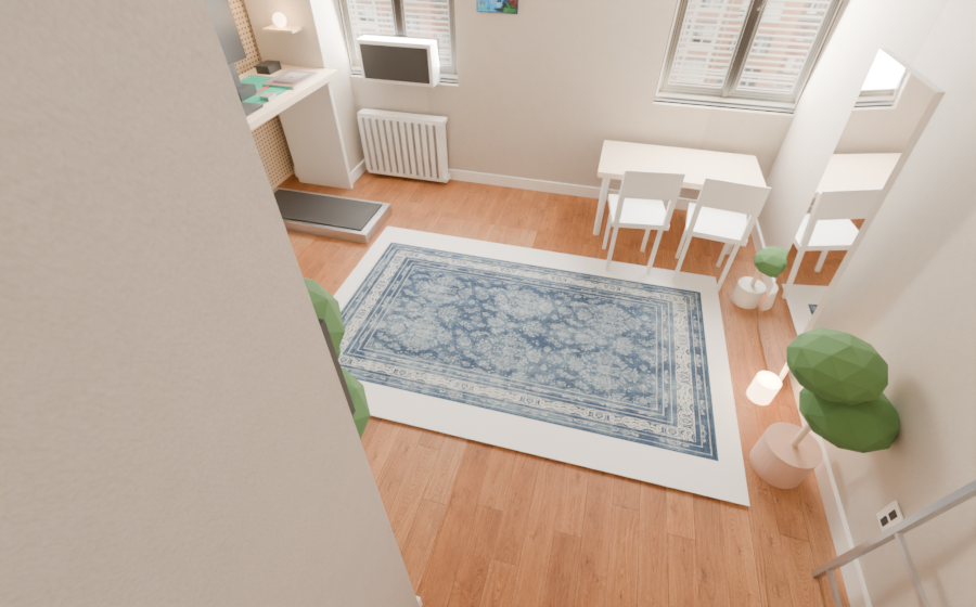 Maelyn midnight blue flatwoven rug in the studio